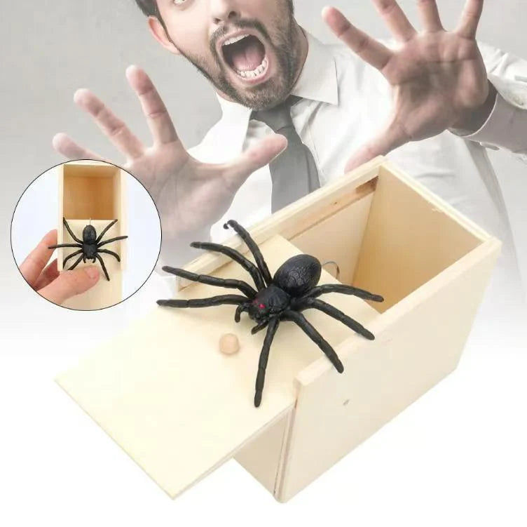 🕷️😱BUY 1 Free 1 🎁 Epic Wooden Spider Gag Box - Jump Scare Prank for Parties, Family, Office & Dorms!