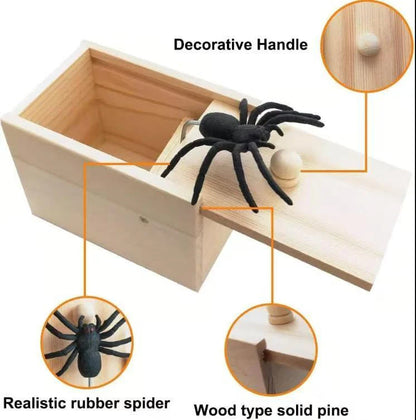 🕷️😱BUY 1 Free 1 🎁 Epic Wooden Spider Gag Box - Jump Scare Prank for Parties, Family, Office & Dorms!