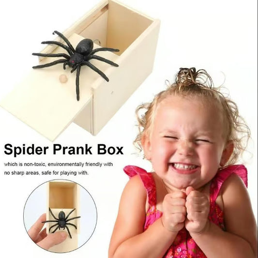 🕷️😱BUY 1 Free 1 🎁 Epic Wooden Spider Gag Box - Jump Scare Prank for Parties, Family, Office & Dorms!
